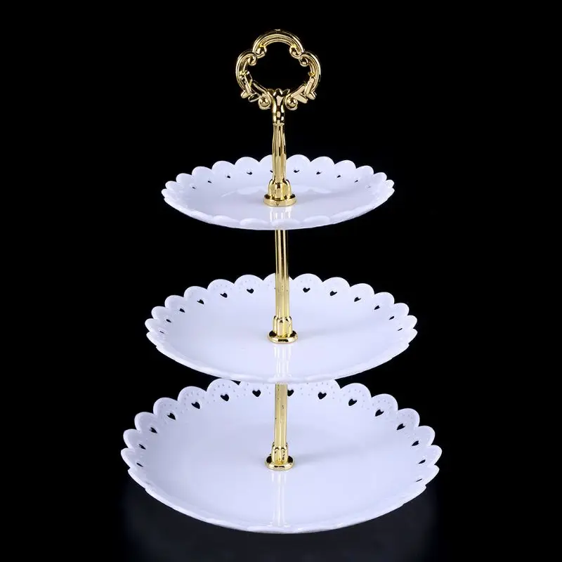 3 яруса кружевных одежда для свадьбы дня рождения торт плиты день Чай подставка