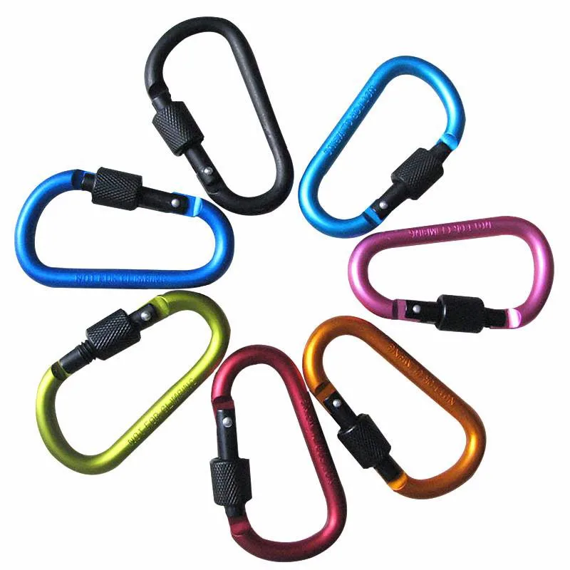 

10pieces 8cm Aluminum Carabiner D-Ring Key Chain Clip outdoor climbing backpack carbine Camping Keychain Snap Hook Outdoor Kit