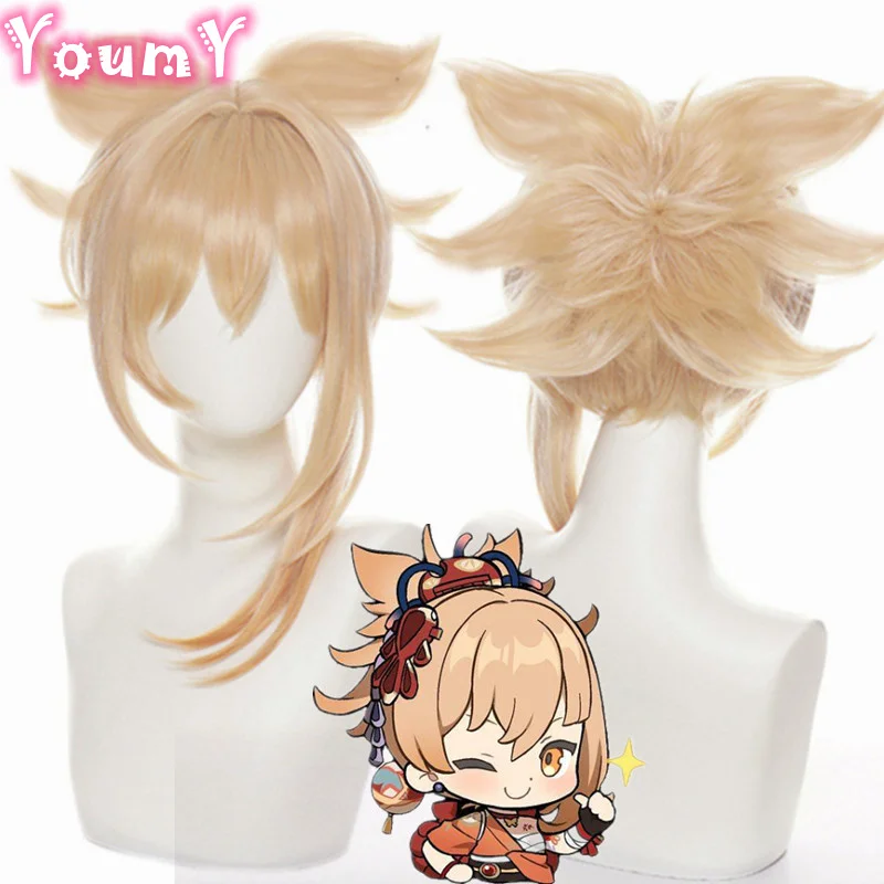 

Yoimiya Wig Genshin Impact Cosplay Women 50cm Hair Blond Orange Wig Cosplay Anime Cosplay Wigs Heat Resistant Synthetic Wigs