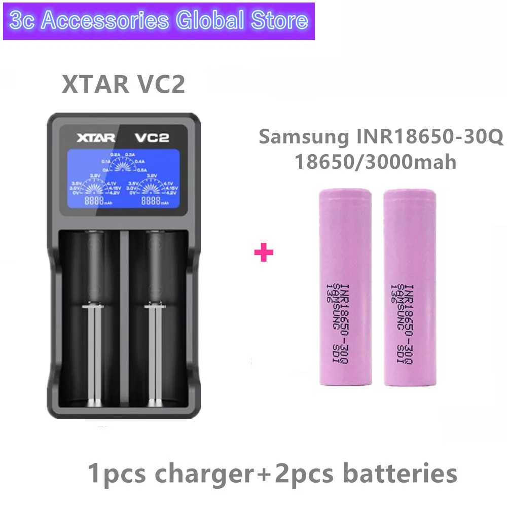2 шт 3,7 V 18650 3000mah 15A Разрядка Для samsung INR18650-30Q литий-ионная батарея IMR батарея для игрушек E-cig фонарь фонарик и т. Д