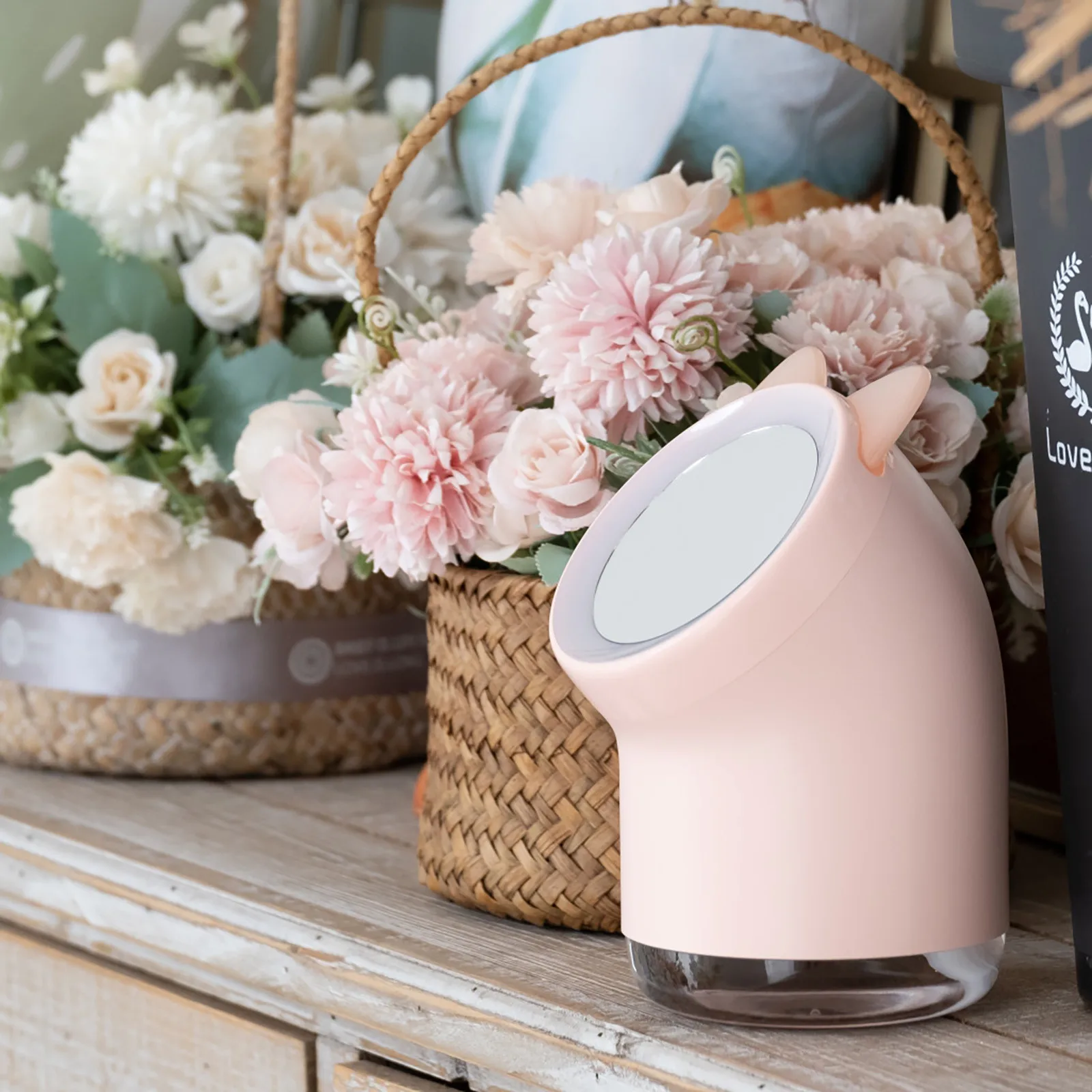 

40# Beauty Humidifier Mini Usb Desktop Makeup Mirror Organizer Diffuser Air Humidifier Multifunctionalstorage Organizador