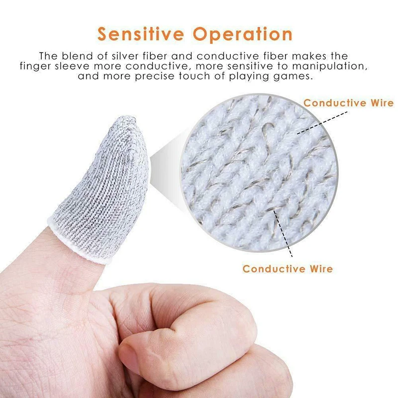 

1 Pair Breathable Game Controller Finger Cover Sweat Proof Gaming Finger Gloves Non-Scratch Sleeve Sensitive Nylon Mobile Touch