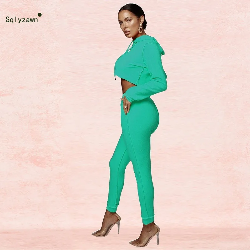 Женский спортивный костюм неоновый зеленый розовый комплект из двух предметов в