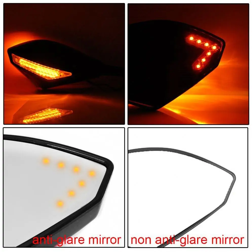 

Motor Accessories Motorcycle LED Turn Signals Rearview Sport Bike Mirrors for HONDA SUZUKI KAWASAKI YAMAHA Ducati