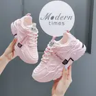 Женские кроссовки на массивной платформе, повседневные сетчатые розовые кроссовки с вулканизированной подошвой, на шнуровке, белые, для спортзала, 2021