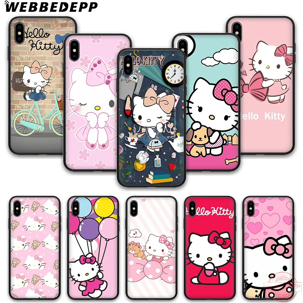 WEBBEDEPP Hello kitty Мягкий Силиконовый ТПУ чехол для телефона iPhone 5 6 7 8 Plus X XS XR Max 11proMax |