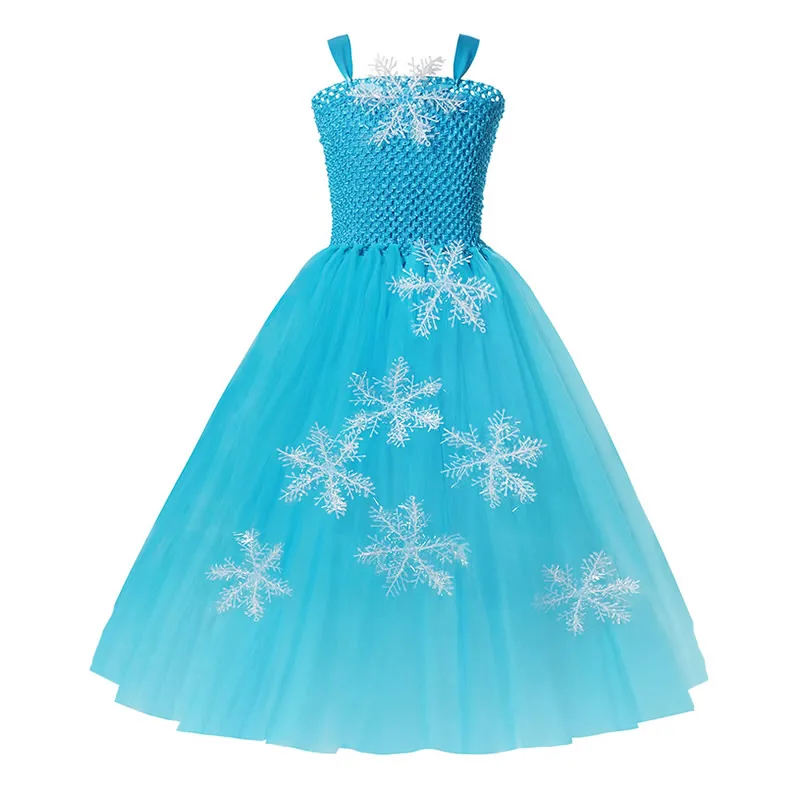 Платье Снежной Королевы для девочек 2 платья Эльзы Бальное платье со снежинками