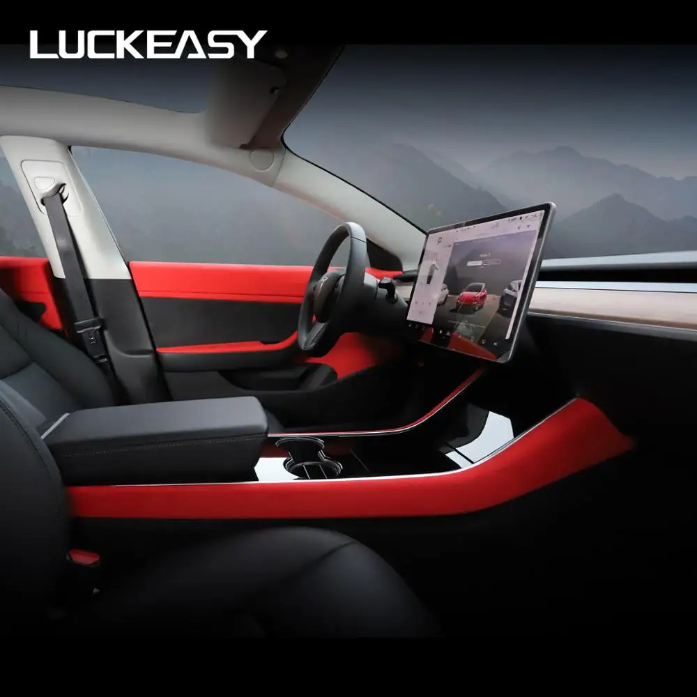 LUCKEASY автомобиль Fip мех центральный контроль боковая защита для Tesla модель 3- защита боковой край пленка протектор наклейки