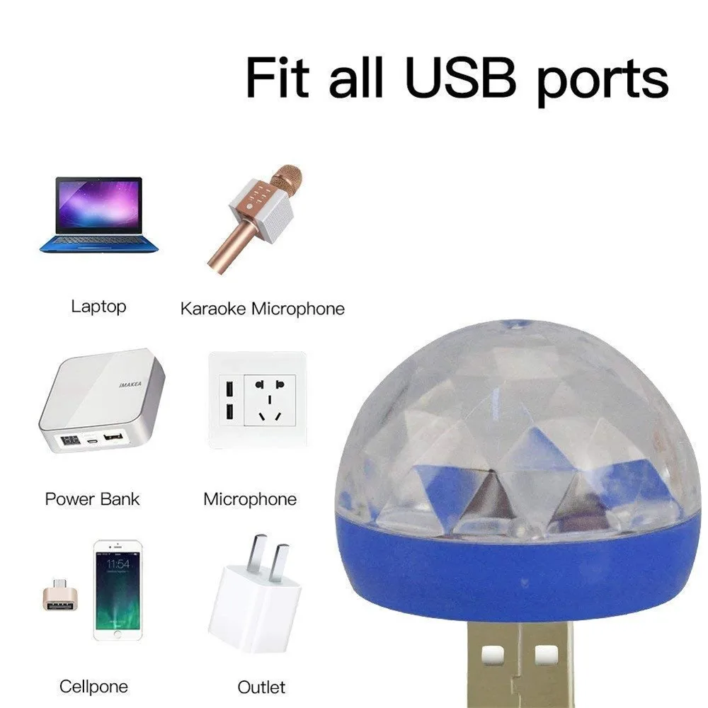 Красочные RGB голос Управление USB мини кристалл магический шар LED диско этапа