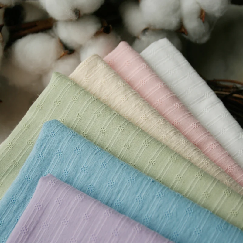 140x50cm bordado trébol Jacquard de Color liso tela para coser algodón haciendo camisa de la ropa de los niños vestido de tela