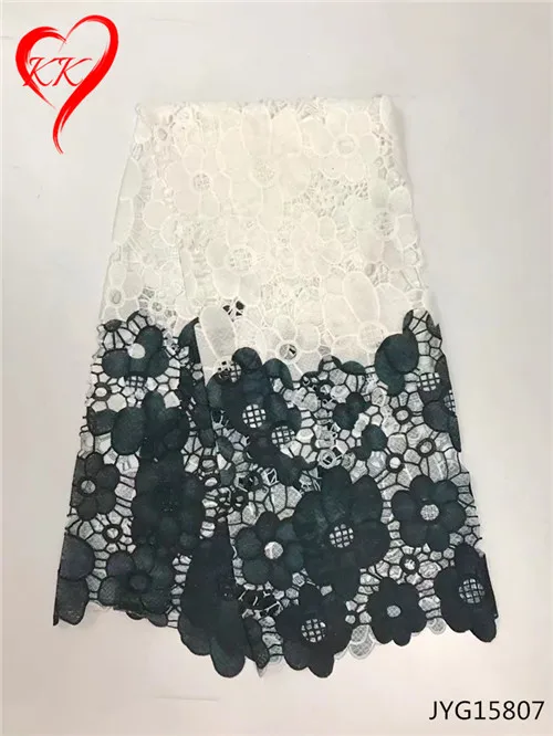 JYG15807 Beautifical цветок африканский гипюр кружевная ткань белый и синий Высокое качество Африканский водорастворимый шнур кружевная ткань JYG15801 - Цвет: JYG15807