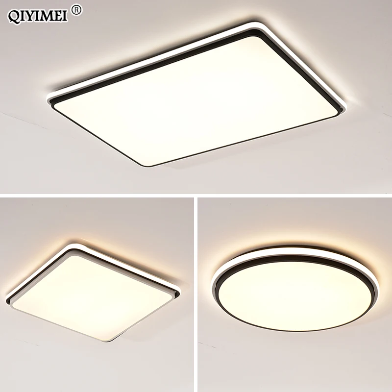 

New Modern LED Ceiling Lamps For Living Room Remote Control Dimming For Dining Room Bedroom white and black lighting Lights