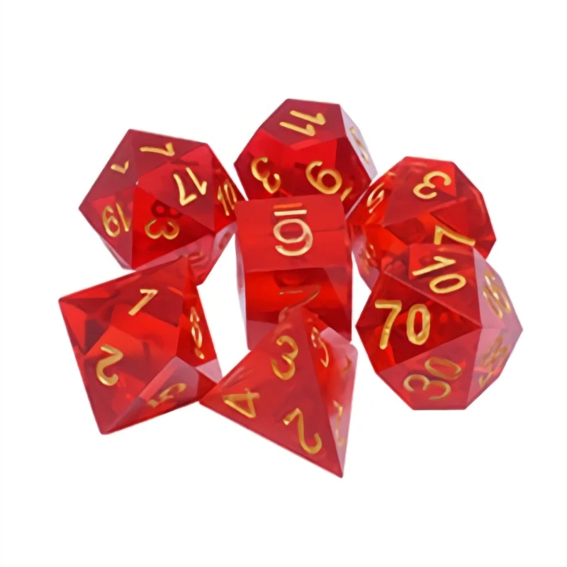 Ролевые игральные кости Набор из 7 D4 D6 D8 D10 D12 D20 прозрачные острые полимерные