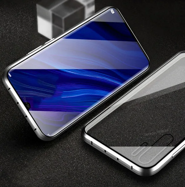 Silver Двусторонний чехол с магнитным стеклом для huawei P20 P30 mate 20 10 Pro Lite mate 20X - Цвет: Silver