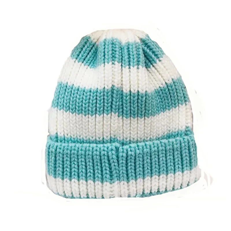 

Ymsaid Autumn Winter Warm Knitted Hat 2-7 Years Baby Boys Girls Fashion knitting Wool Hats Children Stripe All-match Hat