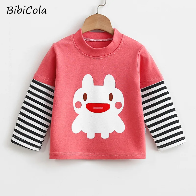

New Spring Fall Baby Girls Shirts Kids Long Sleeve Blouse Baby Girl Stripped Tops T-shirt Cartoon Toddler Children Clothes