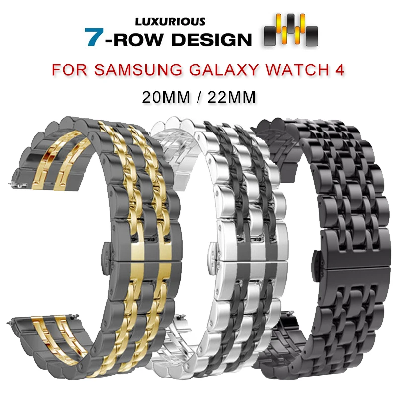 

Ремешок 22 мм, 20 мм, для Samsung Galaxy Watch 4 Classic, 46 мм, 42 мм, ремешок из нержавеющей стали, браслет для Active2 40/44 мм, для Huawei Gt2