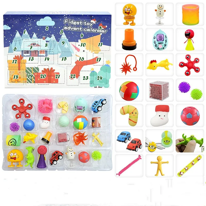 

24pcs Fidget Toys Pack Mystery Box Advent Calanders Surprise Christmas Gift Box Antistress Simple Dimple 2022 Christmas Gifts