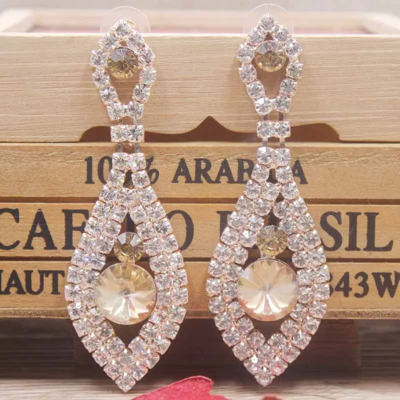 Горячая Распродажа элегантный прозрачный кристалл серьги серебряные с дизайном