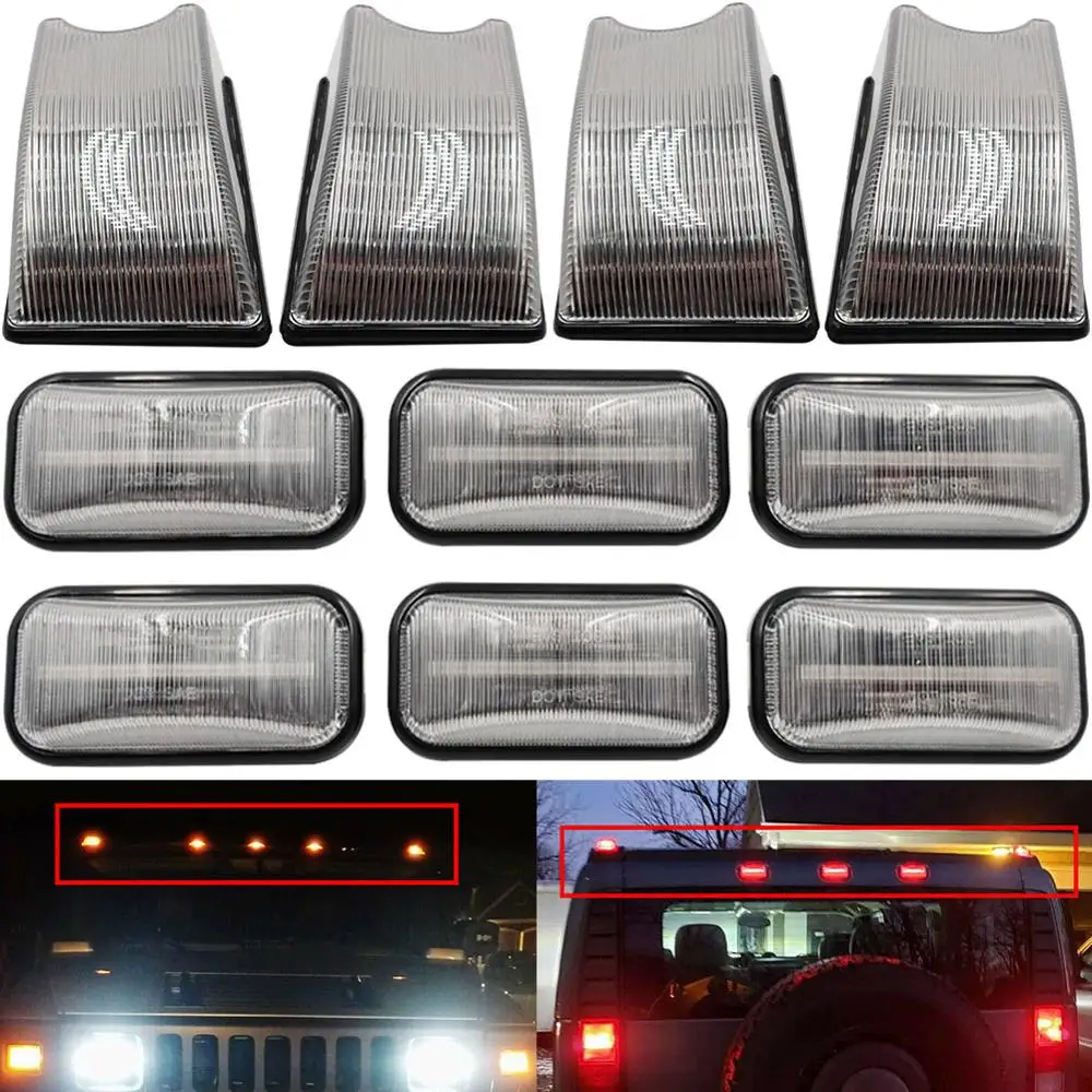 10pcs OEM Hummer Cab Roof Lamps Housing For Hummer H2 03-09 Hummer H2  05-09 SUT Top OEM  Front Rear Cab Roof Bulbs Clear Shell