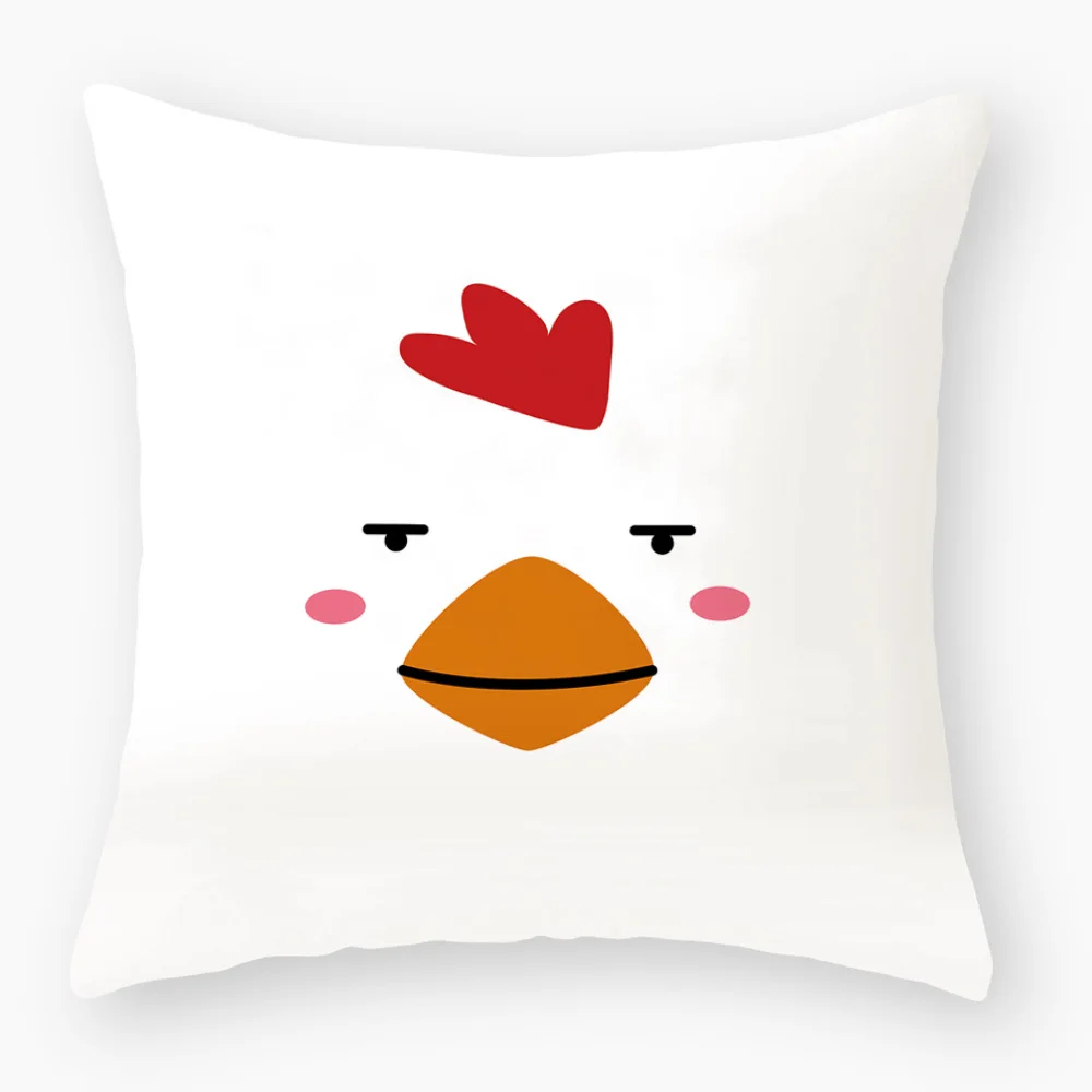 Креативная и интересная наволочка с принтом головы животных желтая зеленая