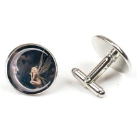 new personality pattern fairy cufflinks gothic angel moon ring mens clothe art picture jewelry memory cufflinks gift religion