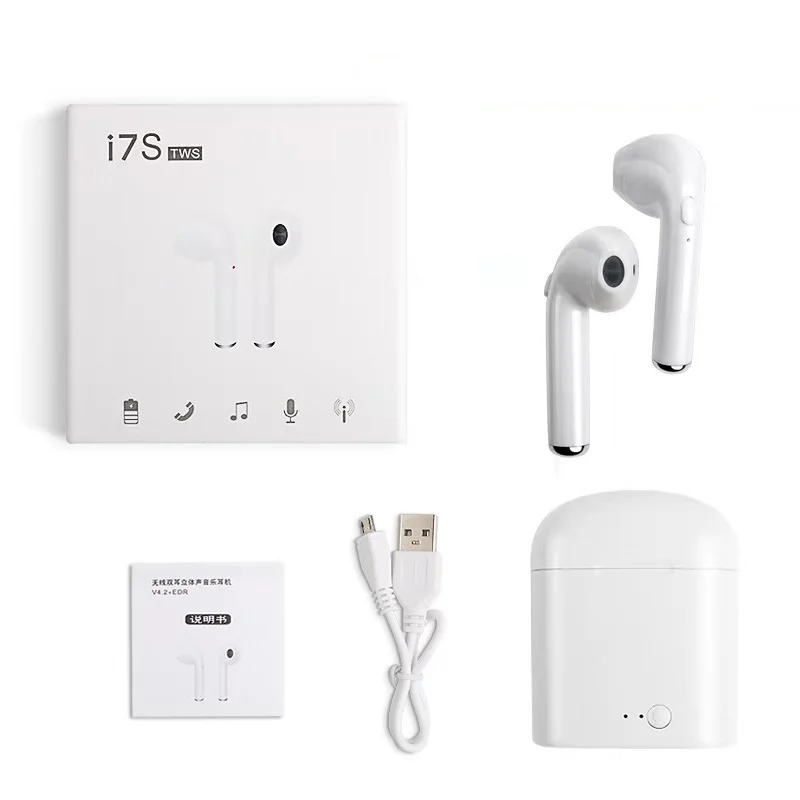 I7s TWS беспроводные bluetooth наушники с микрофоном для зарядки pod Iphone Xiaomi Huawei телефоны