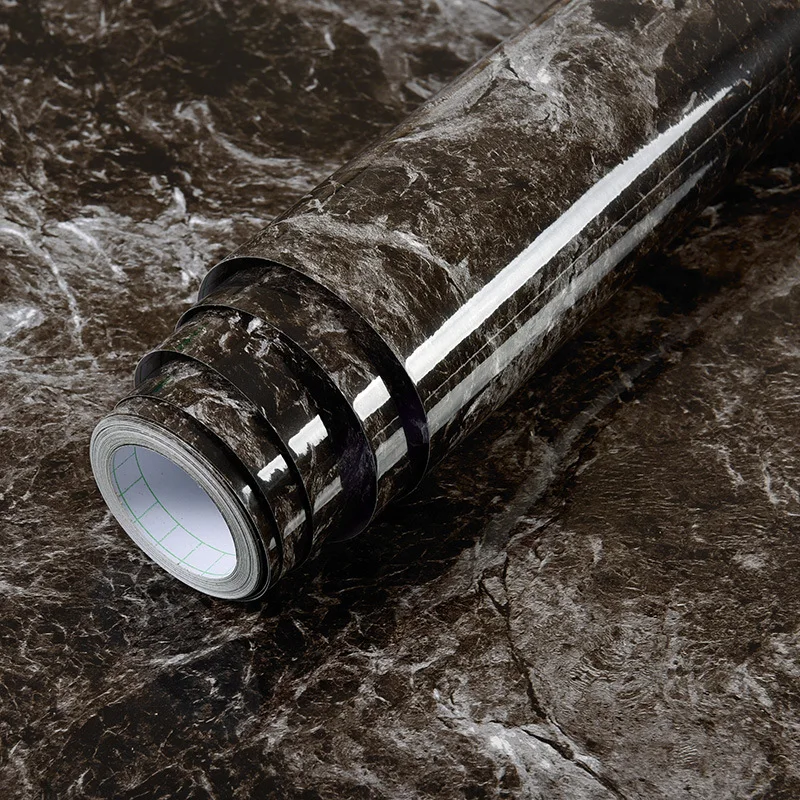 

10M Waterproof PVC Imitation Black Marble Pattern Sticker Self-adhesive Wallpaper Furniture Renovation Stickers Home Decor