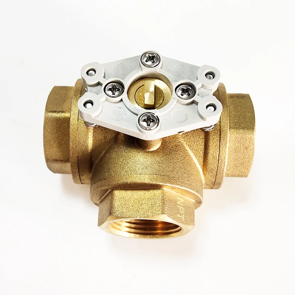 DN25 3-ходовой латунный клапан Т-образного типа с отверстием резьбой BSP или NPT