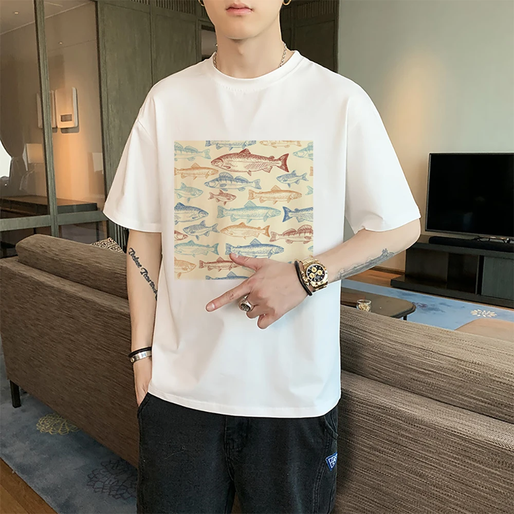 

Graphic La casa de pape Male T Shirt Pure Cotton Seals Seahorse Tops Short Sleeve Gentleman T-Shirt Tshirt Fat Factory Abstract