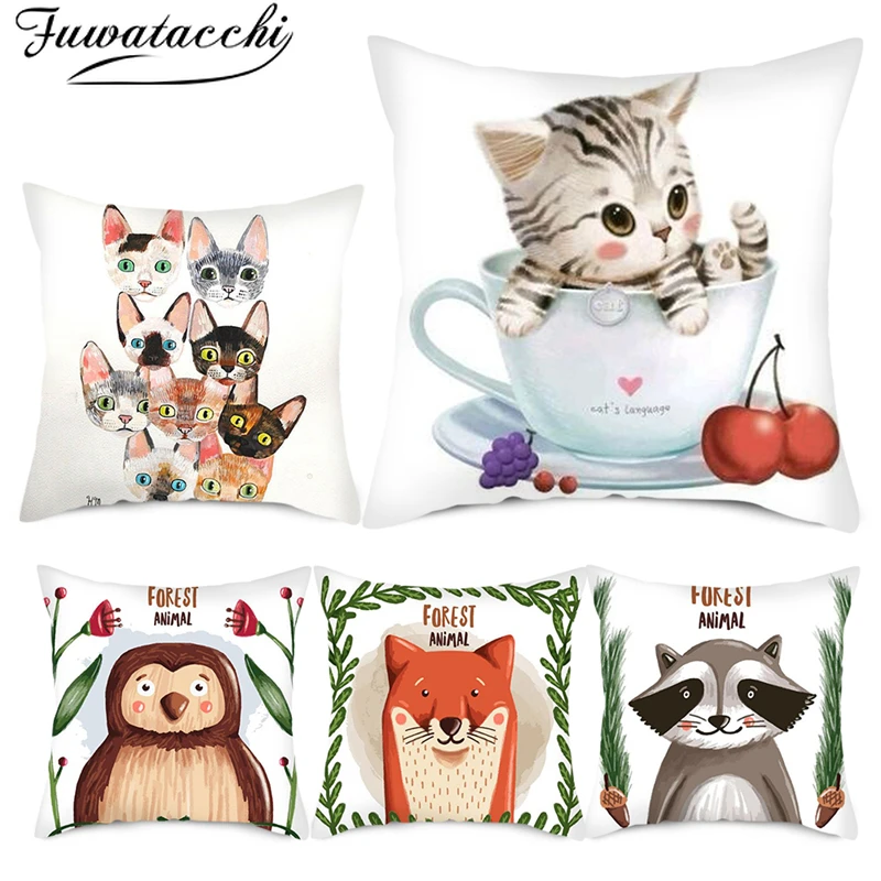 Fuwatacchi кошка изображение лисы чехол для подушки с животным принтом наволочки