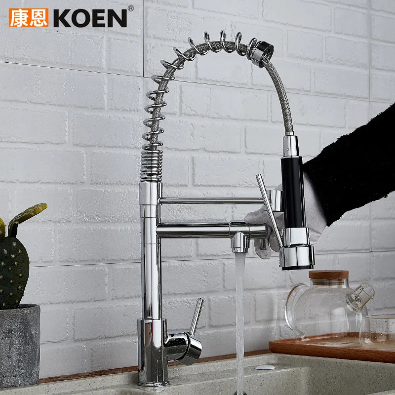 Горячая и холодная Смешанная вода функция Весна взять тянуть кухонный кран для