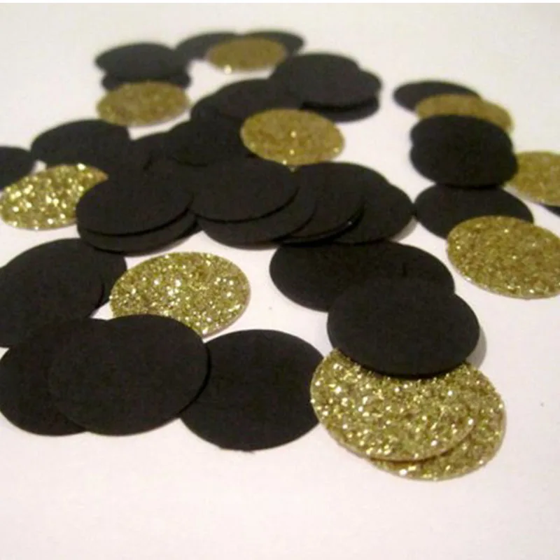 100 шт./упак. Золотая и черная шляпка круглая блестящая бумажная конфетти 3 см