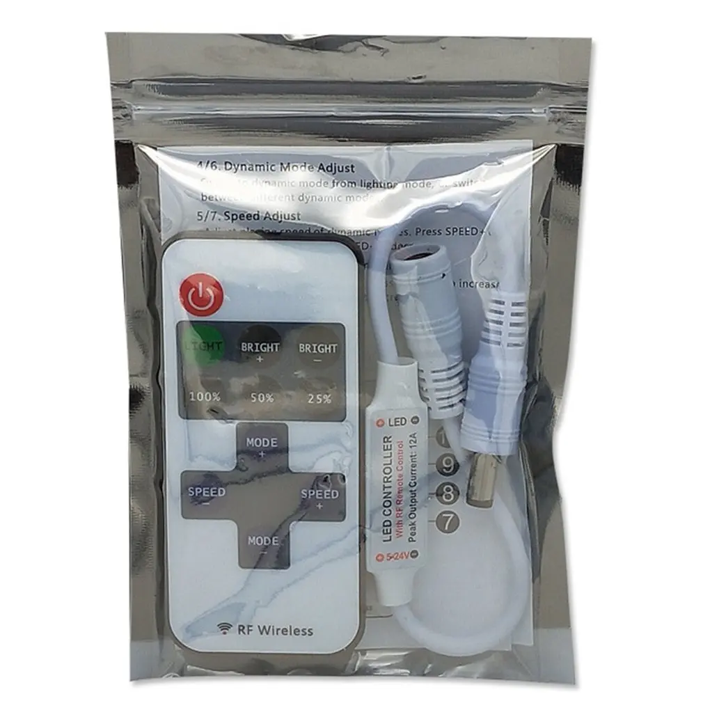 

LED Strip Accessories RF Wireless Remote Controller Dimmer DC 5V-24V Fit For Single Color LED Ribbon Tape LED Strip