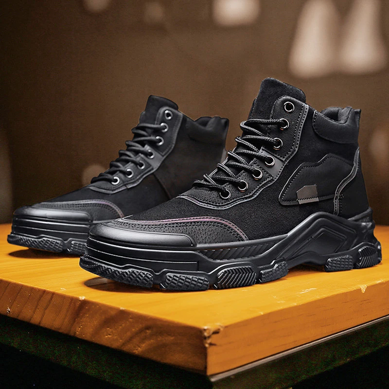 

2021 New Men Boots Leather Casual Shoes Men Autumn Winter High Tops Fashion Ankle Martin Desert Boots
