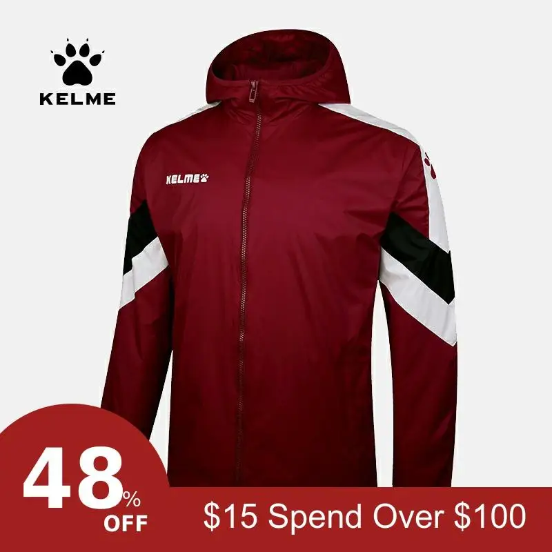 Kelme Мужская аутентичная куртка для тренировок для бега, ветрозащитная водонепроницаемая куртка, Повседневная модная футбольная спортивная куртка 3881215