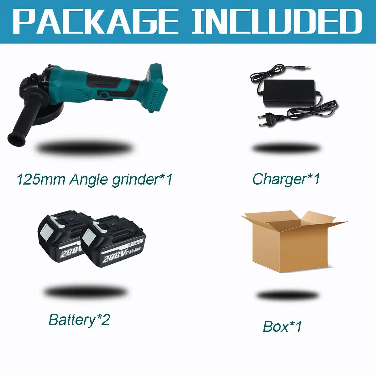 

288VF 100mm/125mm Brushless Angle Grinder Li Battery Cordless Angle Grinder Machine Electric Power Tools For Polishing Cutting