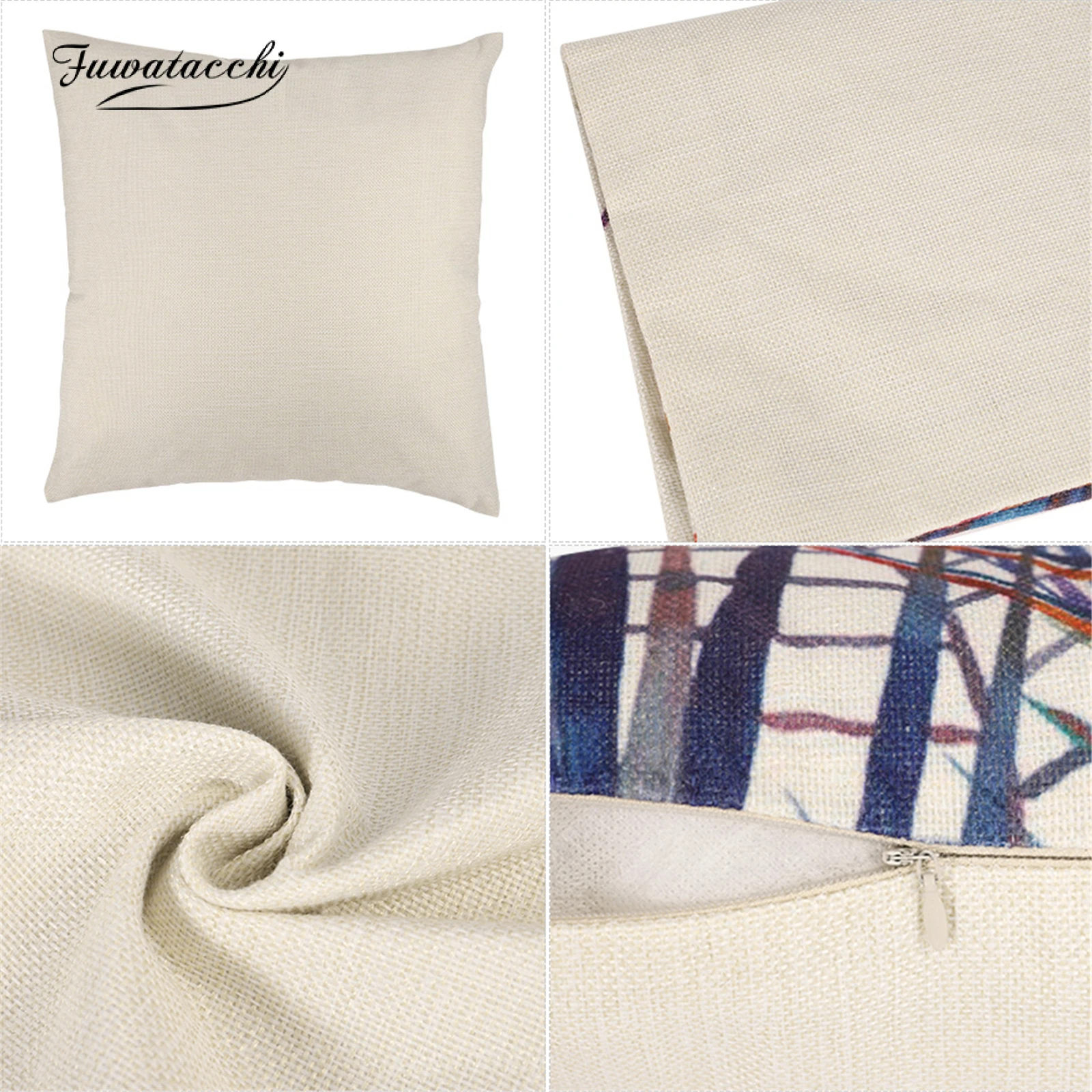 

Fuwatacchi Plant Bird Super Soft Linen 45*45cm Sofa Decor Cushion Cover For Car Sofa Pillowcase Home Decoration Funda Cojin