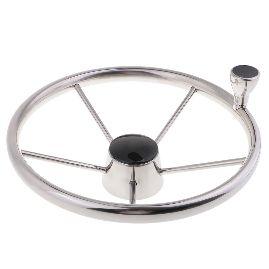 

Boat Stainless Steel Steering Wheel 5 Spoke 13-1/2" For 3/4" Tapered Shaft