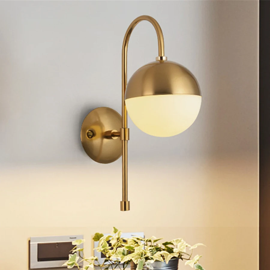 

Настенный светильник с круглым светом в скандинавском стиле, креативный стеклянный светильник для спальни, коридора, комнатного освещения