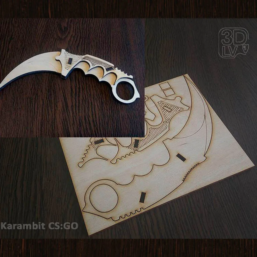 Нож karambit №3 CS:GO дерево фанера 1:1 Набор для самостоятельной сборки конструктор