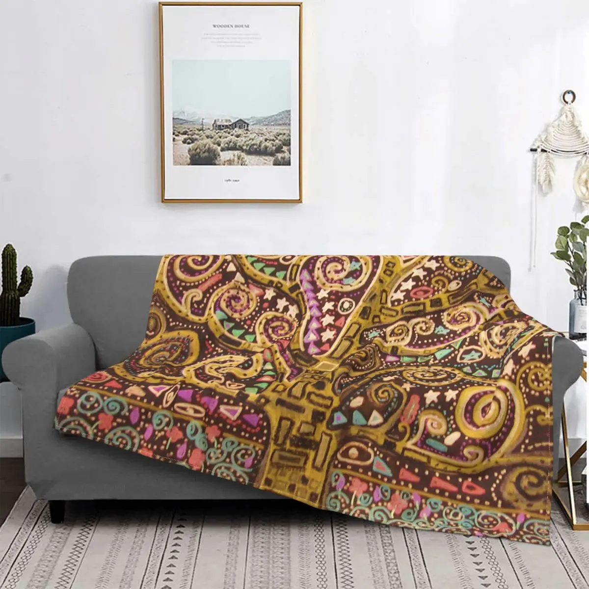 

Gustav Klimt Baum Des Lebens Flanell Werfen Decken Klassische Kunst Decke für Bett Couch Weiche Bettwäsche Wirft