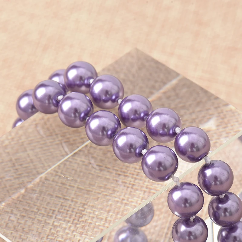 Simple Style Lovely Purple Pearls Necklace For Statement Women 10mm Round Shell Artificial 18inch H836 | Украшения и аксессуары