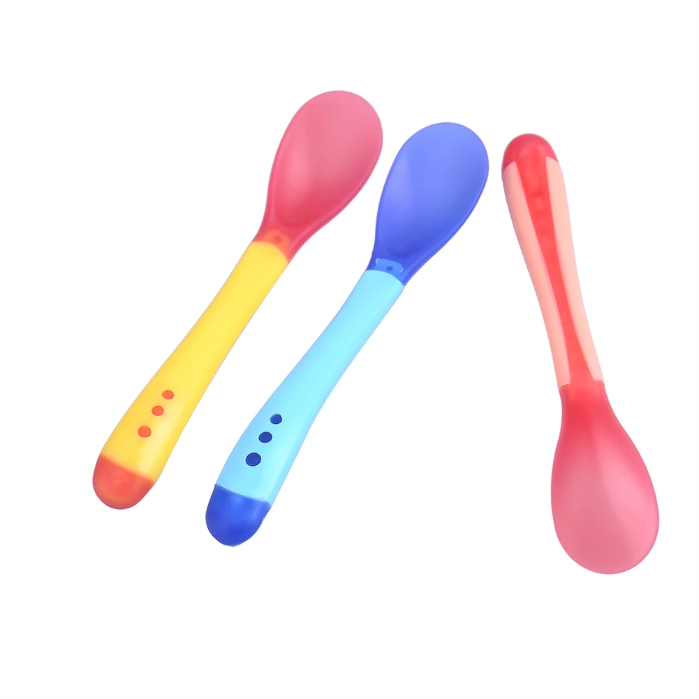 

3pcs Temperature Sensing Spoon for Baby Safety Infant Feeding Spoons Kids Boy Girl Toddler Infant Flatware Random Color #W0