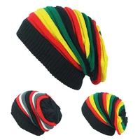 men women winter hats rasta knitted beanies for ladies new hip hop cap patchwork striped ski bonnet homme hiver
