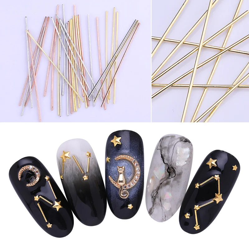 10 шт./пакет металлические тонкие стержни длиной 3 см украшения для ногтей