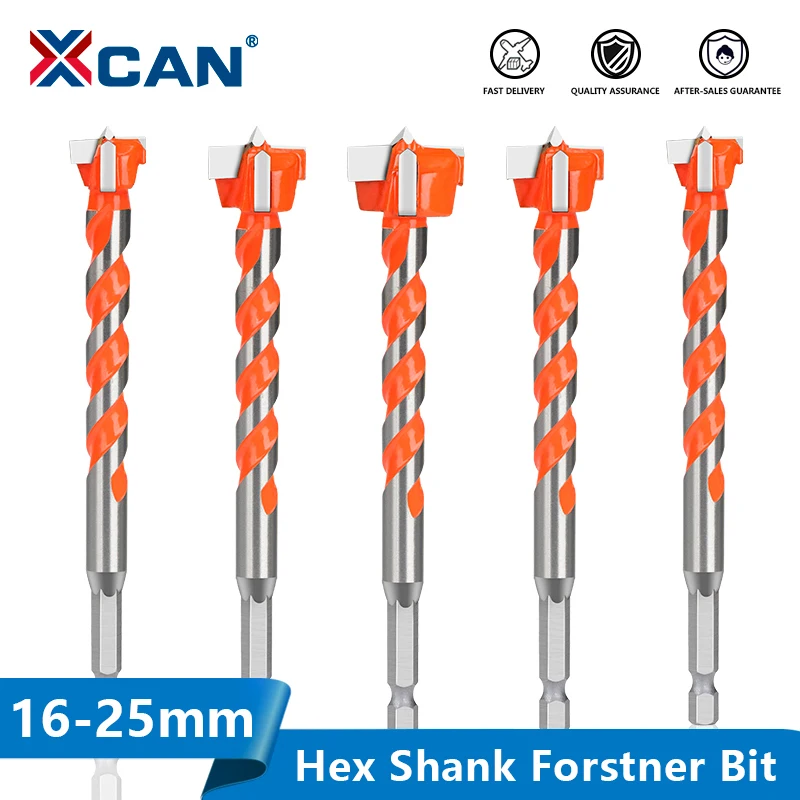 XCAN 1/4 Shank Forstner Drill Bit 16-25mm Hinge Hole Self Centering Hole Saw Cutting for Wood Drill Bit