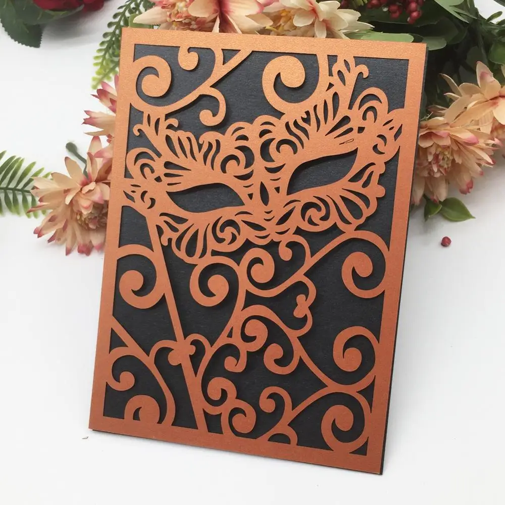 

50pcs Exquisite Invitations Card Of Pearl PaperFancy Dress Party Invitation Card Pure Colors RSVP Cards