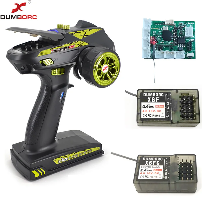 DumboRC X6 RC Transmitter 2.4G 6CH with Integrated Control Board w/ X6FG Receiver with Gyro for 1: 16 1:18 1:24 1:32 1:36 Rc Car