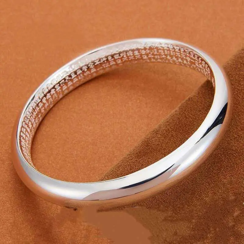 

SA SILVERAGE Silver 999 Smooth Bracelet Fashion Joker Female Hand Exquisite Bracelet Jewelry Silver Bracelet Bangles for Women